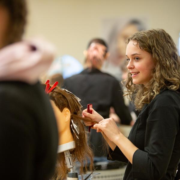 VIU Hairdressing student